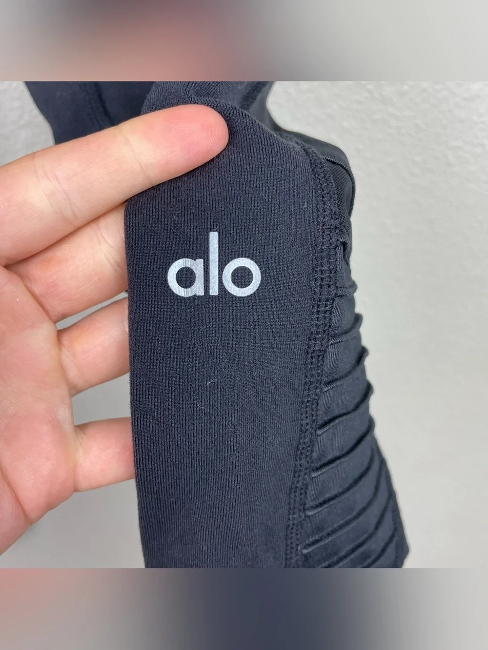 Alo Yoga Women's Small Black Moto Panel Leggings Mid Rise Athletic Casual Gym